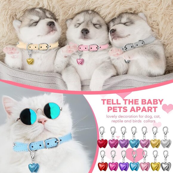 14 Heart-Shaped Pet Bells with Swivel Clasp - Perfect for Collars and Gifts - Picture 4 of 7